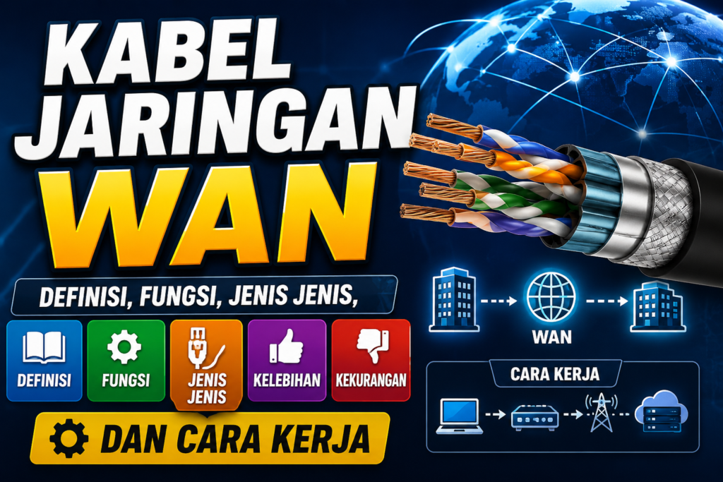 Wide Area Network (WAN) merupakan media fisik atau penghantar yang digunkan untuk membentuk dan menghubungkan jaringan WAN,