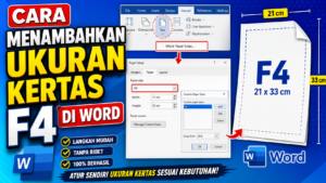 cara menambahkan ukuran kertas f4 di word