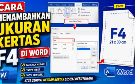 cara menambahkan ukuran kertas f4 di word