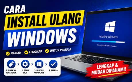 buatkan thumbail yang simpel dan menarik "cara install ulang windows"