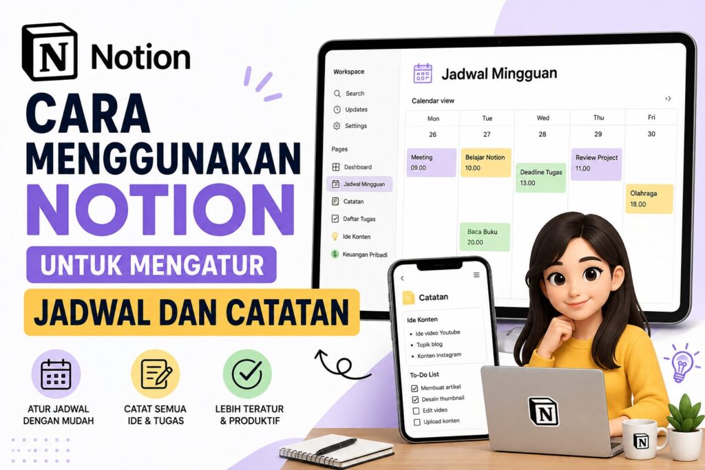 cara menggunakan notion untuk mengatur jadwaldan catatan